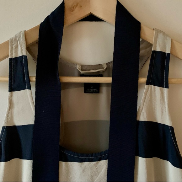 Striped Loose Fit Club Monaco Silk Dress - Picture 3 of 6